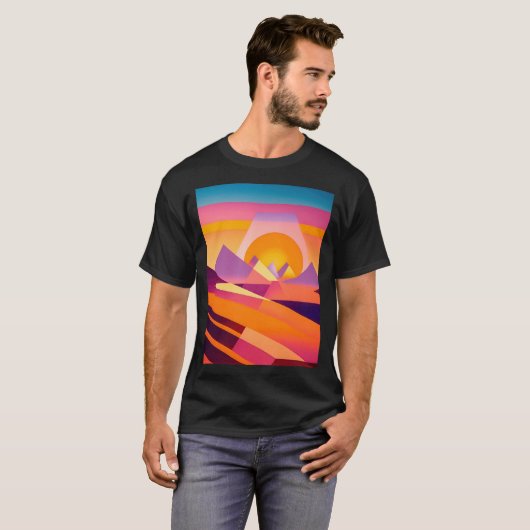 NEO GEO ZONSONDERGANG LANDSCHAP T-SHIRT (Voorkant volledig)