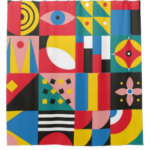 Neo Geometric Illustration. Geometrische vormen en Douchegordijn