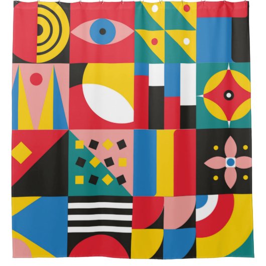 Neo Geometric Illustration. Geometrische vormen en Douchegordijn (Voorkant)