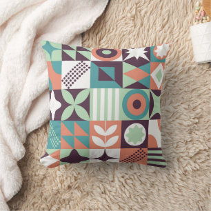 Neo geometrische bauhaus stijl memphis Bruin Groen Kussen