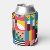 Neo geometrische kleurrijke vormenillustratie blikjeskoeler (Blikje Voorkant)