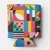 Neo geometrische kleurrijke vormenillustratie blikjeskoeler (Achterkant)