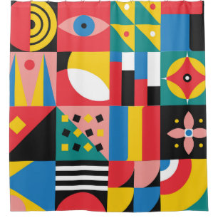 Neo geometrische kleurrijke vormenillustratie douchegordijn