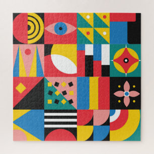 Neo geometrische kleurrijke vormenillustratie legpuzzel