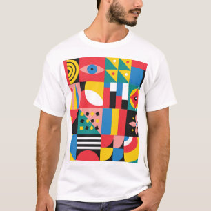 Neo geometrische kleurrijke vormenillustratie t-shirt