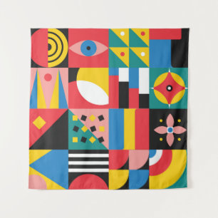 Neo geometrische kleurrijke vormenillustratie wandkleed