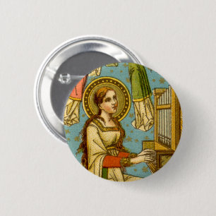 Neo-gotische St. Cecilia van Rome (detail; BNG 02) Ronde Button 5,7 Cm