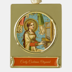 Neo-gotische St. Cecilia van Rome (detail; BNG 02) Verguld Banner Ornament