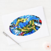 Neo Jap Dragon Tattoo Ovale Sticker (Envelop)