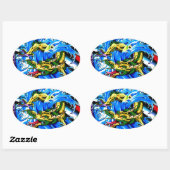 Neo Jap Dragon Tattoo Ovale Sticker (Vel)