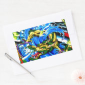 Neo Jap Dragon Tattoo Rechthoekige Sticker (Envelop)