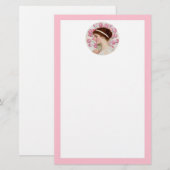 Neo-klassieke dame met roze tulpen briefpapier (Voorkant / Achterkant)