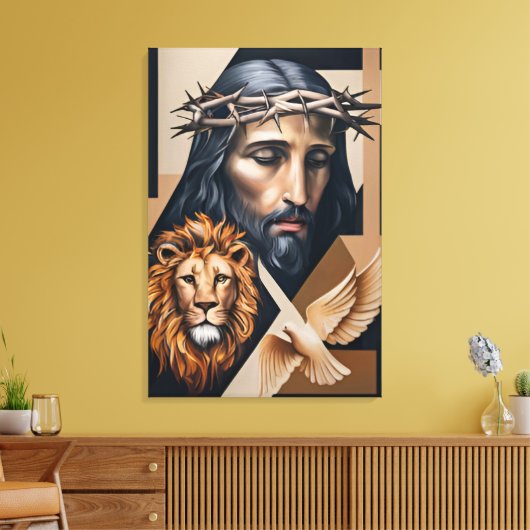 Neo-kubistische elegantie: een eerbetoon aan Britt Canvas Afdruk (Insitu (Woonkamer))