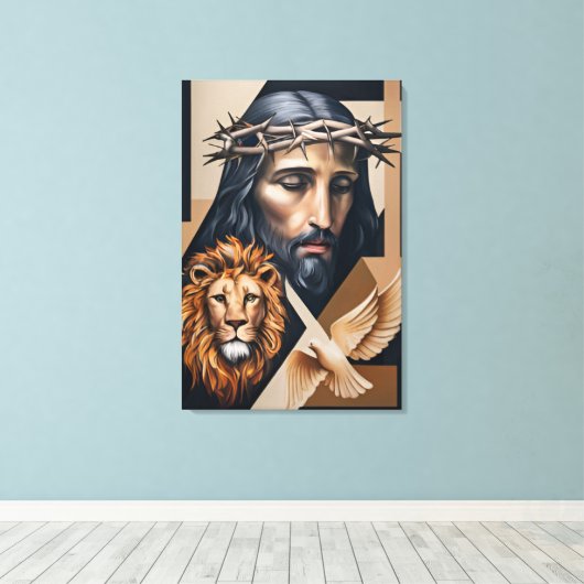 Neo-kubistische elegantie: een eerbetoon aan Britt Canvas Afdruk (Insitu (Houten vloer))