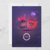 Neo Masquerade Mask Afstudeerfeest Uitnodiging (Voorkant)