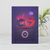Neo Masquerade Mask Afstudeerfeest Uitnodiging (Staand voorkant)
