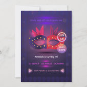 Neo Masquerade Mask Birthday Party Invitation Kaart (Voorkant)