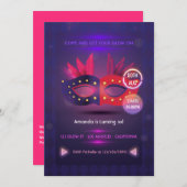 Neo Masquerade Mask Birthday Party Invitation Kaart (Voorkant / Achterkant)