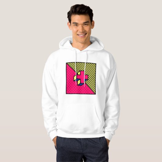 Neo Memphis Cross/Plus Sign Motif Hoodie (Voorkant volledig)