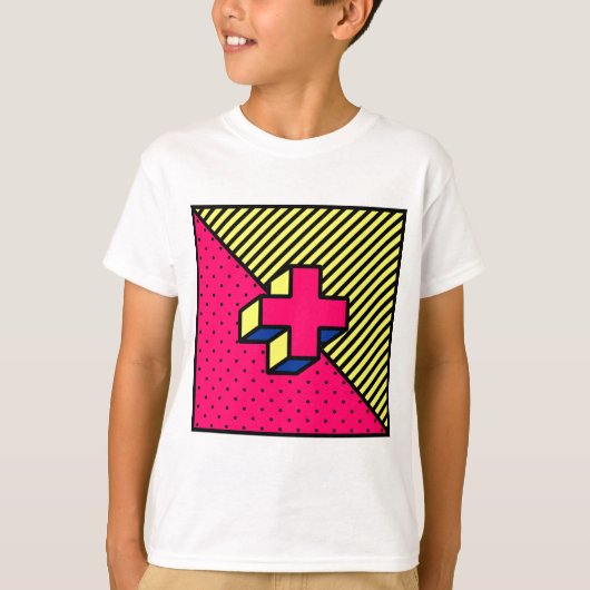 Neo Memphis Cross/Plus Sign Motif T-shirt (Voorkant)