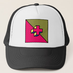 Neo Memphis Cross/Plus Sign Motif Trucker Pet