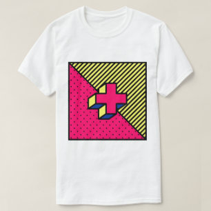 Neo Memphis Kruis /Plus Teken Motief T-shirt