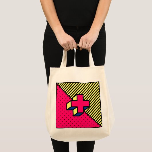 Neo-Memphis-patch - Cross/Plus-teken Tote Bag (Voorkant (product))