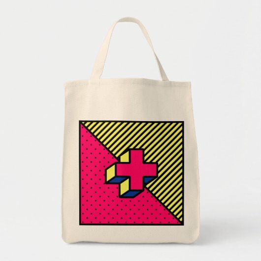 Neo-Memphis-patch - Cross/Plus-teken Tote Bag (Voorkant)