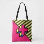 Neo-Memphis-patch - Cross/Plus-teken Tote Bag (Voorkant)