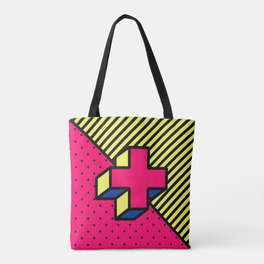 Neo-Memphis-patch - Cross/Plus-teken Tote Bag (Achterkant)