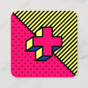 Neo-Memphis-patch - Cross/Plus-teken Vierkante Visitekaartje