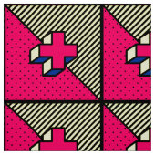 Neo-Memphis Patch Pattern - Cross/Plus-teken Stof (Swatch)