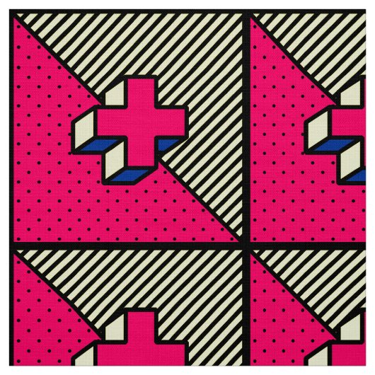 Neo-Memphis Patch Pattern - Cross/Plus-teken Stof (Swatch)