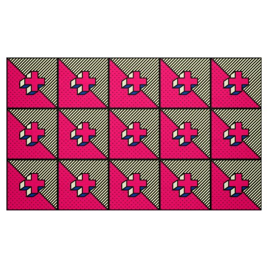 Neo-Memphis Patch Pattern - Cross/Plus-teken Stof (Fat Quarter)