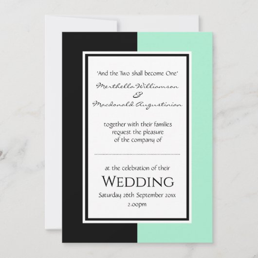 Neo Mint Black Persoonlijke WEDDING Kaart (Voorkant)