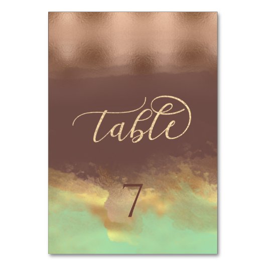 Neo mint cinnamon roos goud folie waterverf kaart (Voorkant)