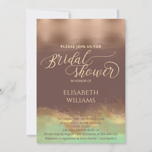 Neo mint cinnamon roos goud folie waterverf kaart (Voorkant)