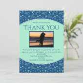 NEO MINT CLASSIC BLUE Custom Foto Modern Floral Bedankkaart (Staand voorkant)