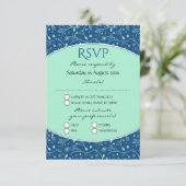 NEO MINT CLASSIC BLUE Elegant Moderne Floral RSVP Kaartje (Staand voorkant)