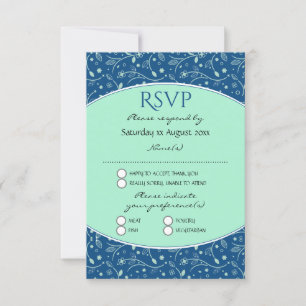 NEO MINT CLASSIC BLUE Elegant Moderne Floral RSVP Kaartje