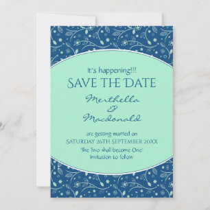 NEO MINT CLASSIC BLUE Het gebeurt Moderne Floral Save The Date