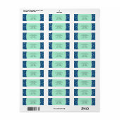 NEO MINT CLASSIC BLUE Moderne bloemige gepersonali Etiket (Full Sheet)