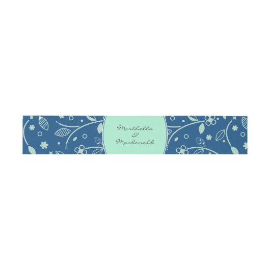 NEO MINT CLASSIC BLUE Moderne Floral Uitnodigingen Wikkel (Vlak)