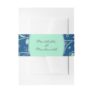 NEO MINT CLASSIC BLUE Moderne Floral Uitnodigingen Wikkel