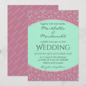 NEO MINT DUSKY PINK Elegant Modern Floral WEDDING Kaart (Voorkant / Achterkant)