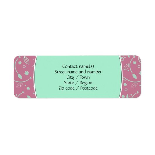 NEO MINT DUSKY PINK Floral Personal Address Etiket (Voorkant)
