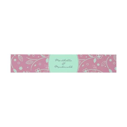 NEO MINT DUSKY PINK Modern Floral Uitnodigingen Wikkel (Vlak)