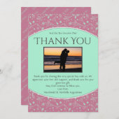 NEO MINT DUSKY ROZE Custom Photo Modern Bloemen Bedankkaart (Voorkant / Achterkant)