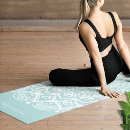 Neo Mint en White Mandala Persoonlijke Boho Yogamat