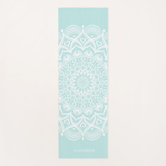 Neo Mint en White Mandala Persoonlijke Boho Yogamat (Voorkant)